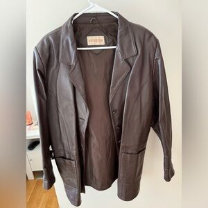 Chocolate Leather coat, vintage great condition